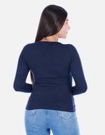 Camiseta manga larga básica para mujer cuello en V