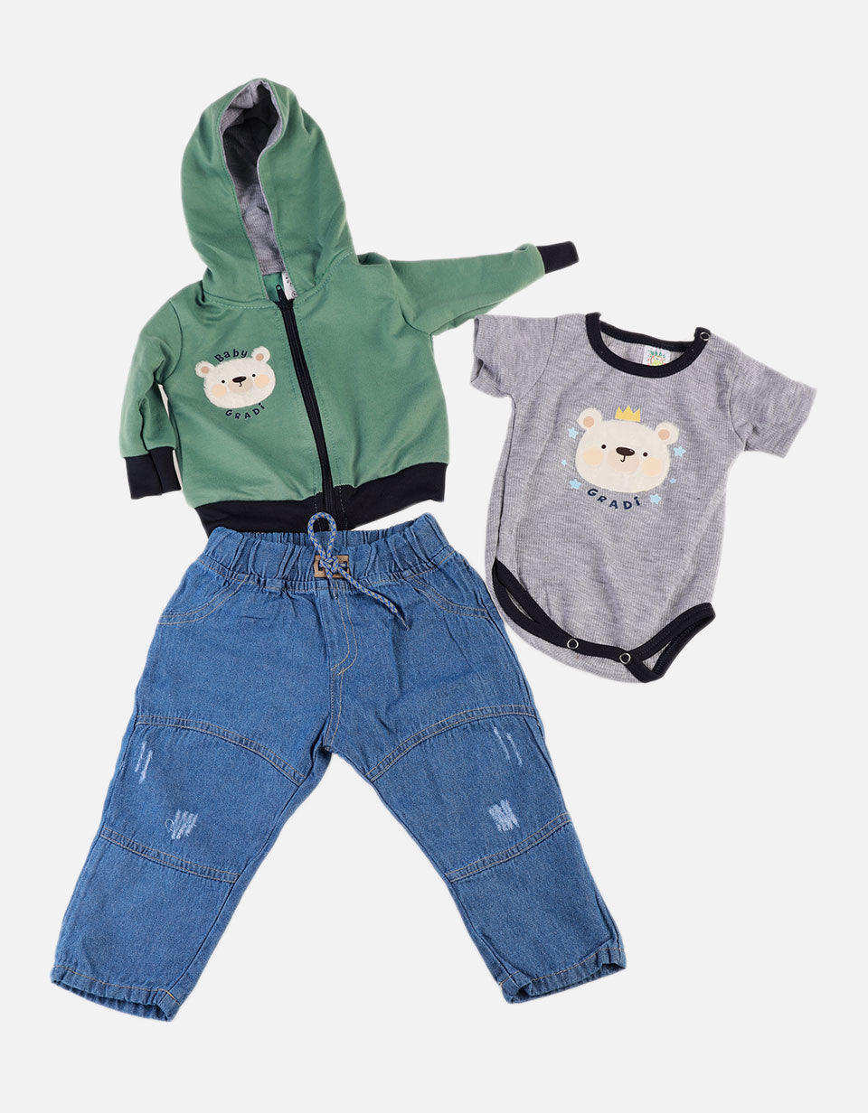 Conjunto para Bebé de Chaqueta + Body + Pantalón