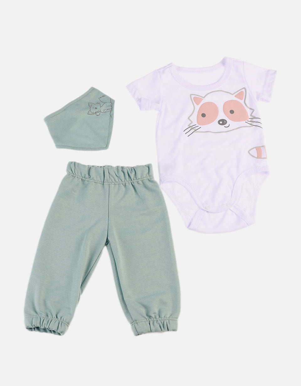 Conjunto para Bebé de Body + Pantalón + Pañoleta