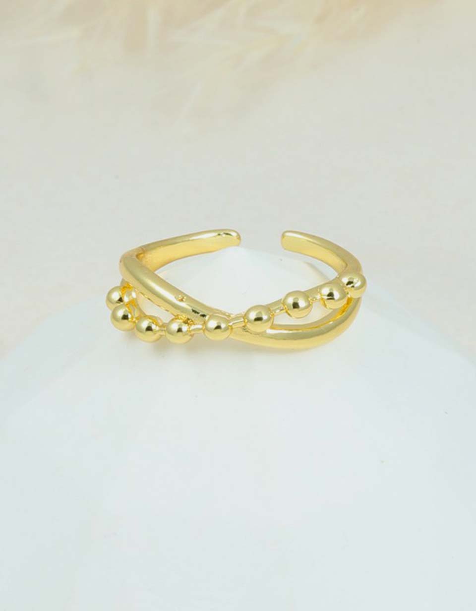 Anillo Ajustable Cruzado con Esferas para Mujer