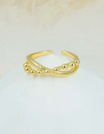 Anillo Ajustable Cruzado con Esferas para Mujer