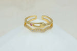 Anillo Ajustable Ondulado con Zircones para Mujer