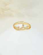 Anillo Ajustable Diseño Corona con Zircones para Mujer