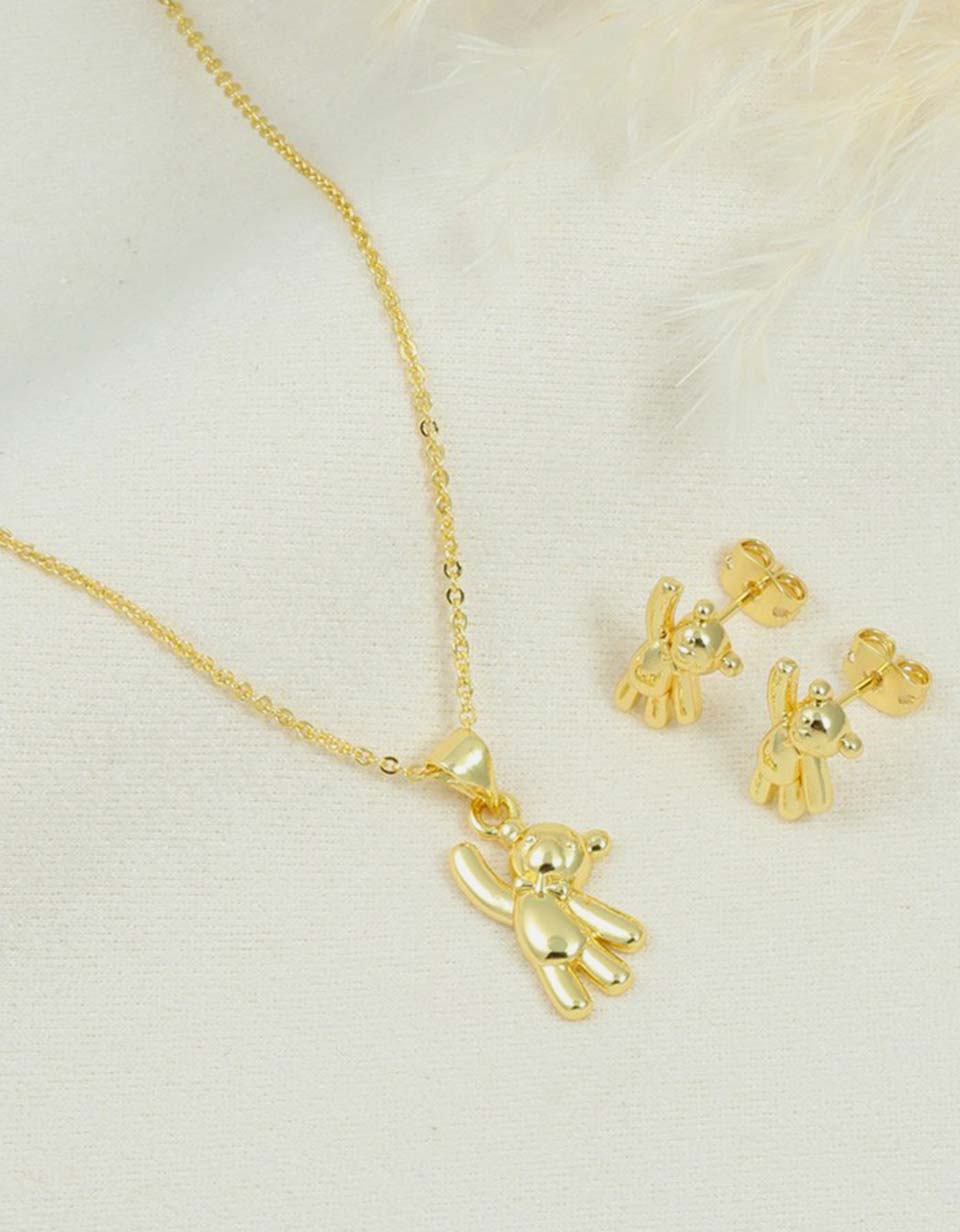 Set de cadena y aretes de osito