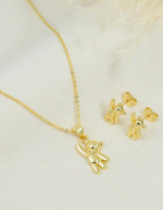 Set de cadena y aretes de osito
