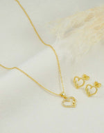 Set de cadena y aretes de corazón con símbolo de infinito