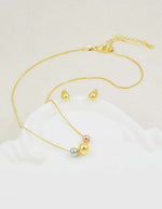Set de cadena y aretes de esferas tres colores
