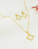 Set de cadena y aretes de flor calada