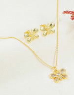 Set de cadena y aretes de mariposa con piedras brillantes