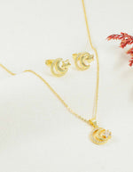 Set de cadena y aretes de luna y estrella