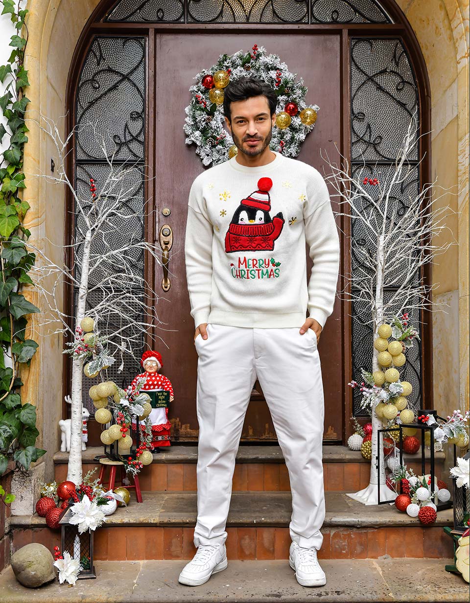 Buzo navideño de pingüino para Hombre