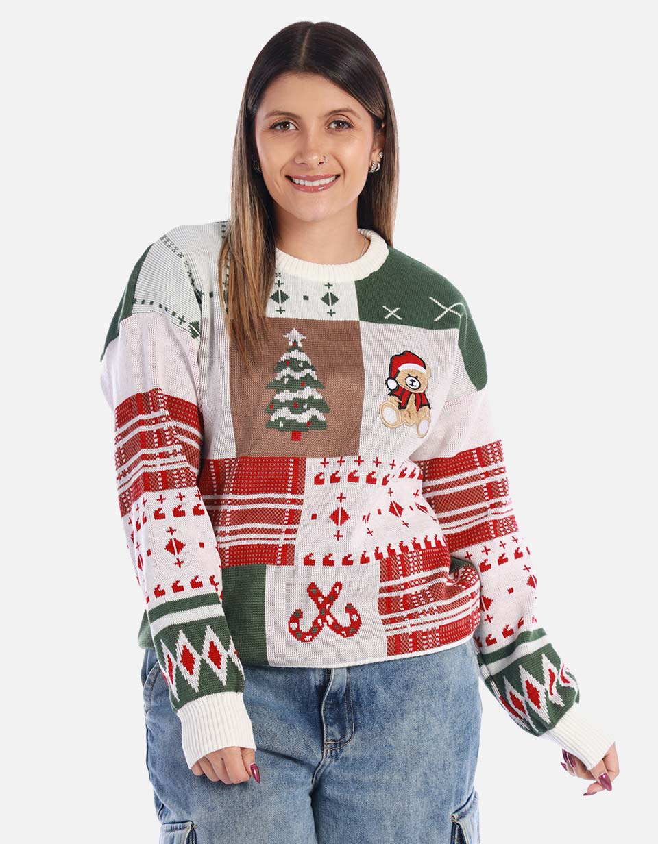Buzo navideño patchwork para mujer