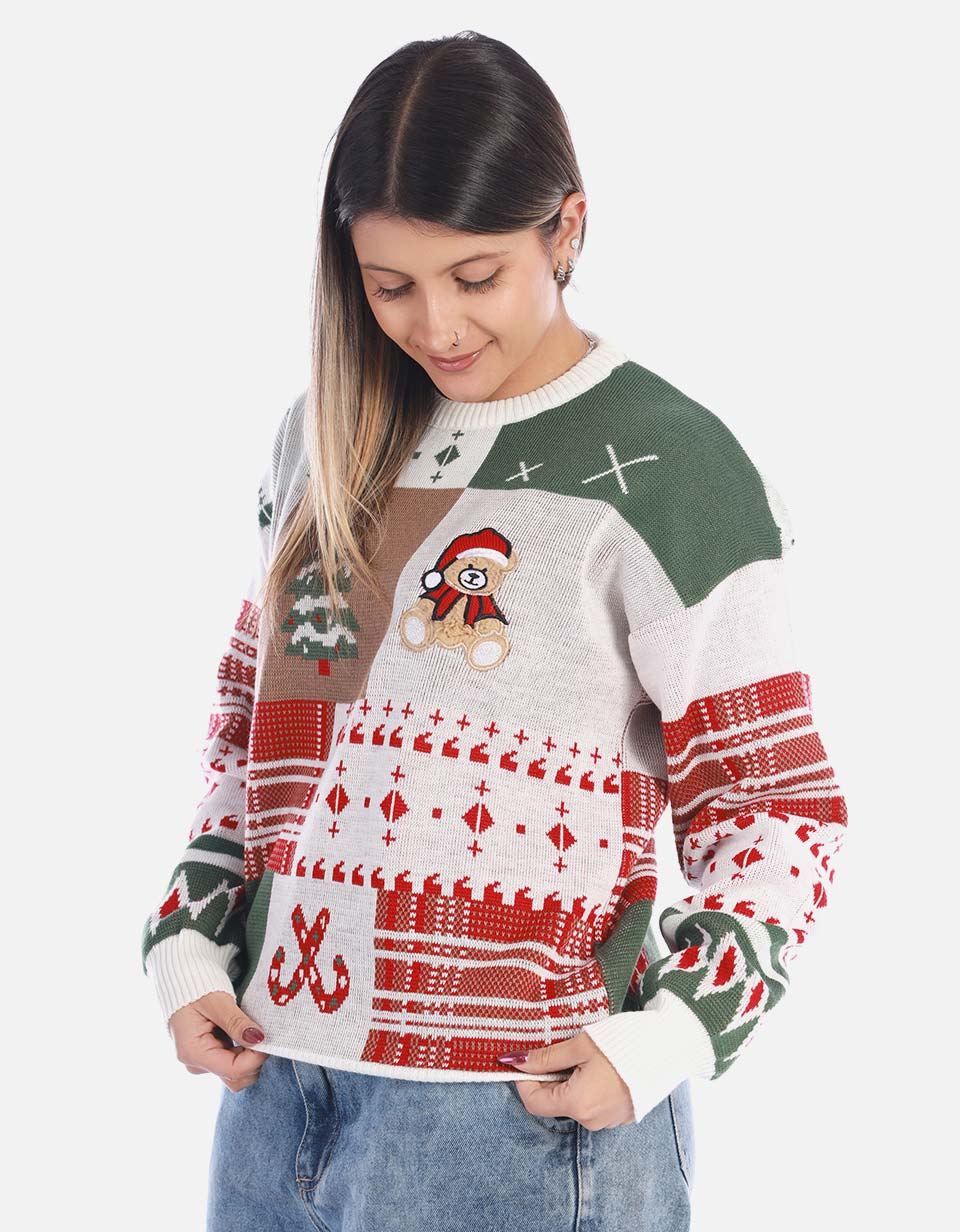 Buzo navideño patchwork para mujer