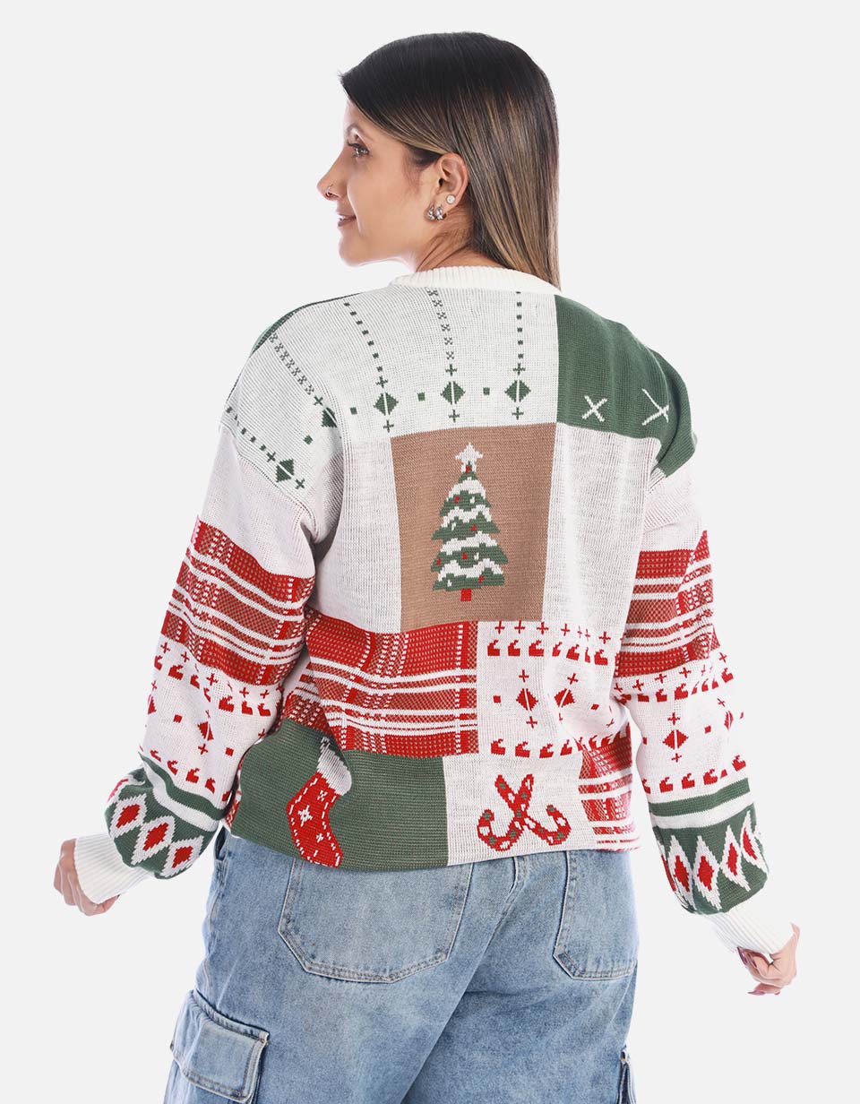 Buzo navideño patchwork para mujer