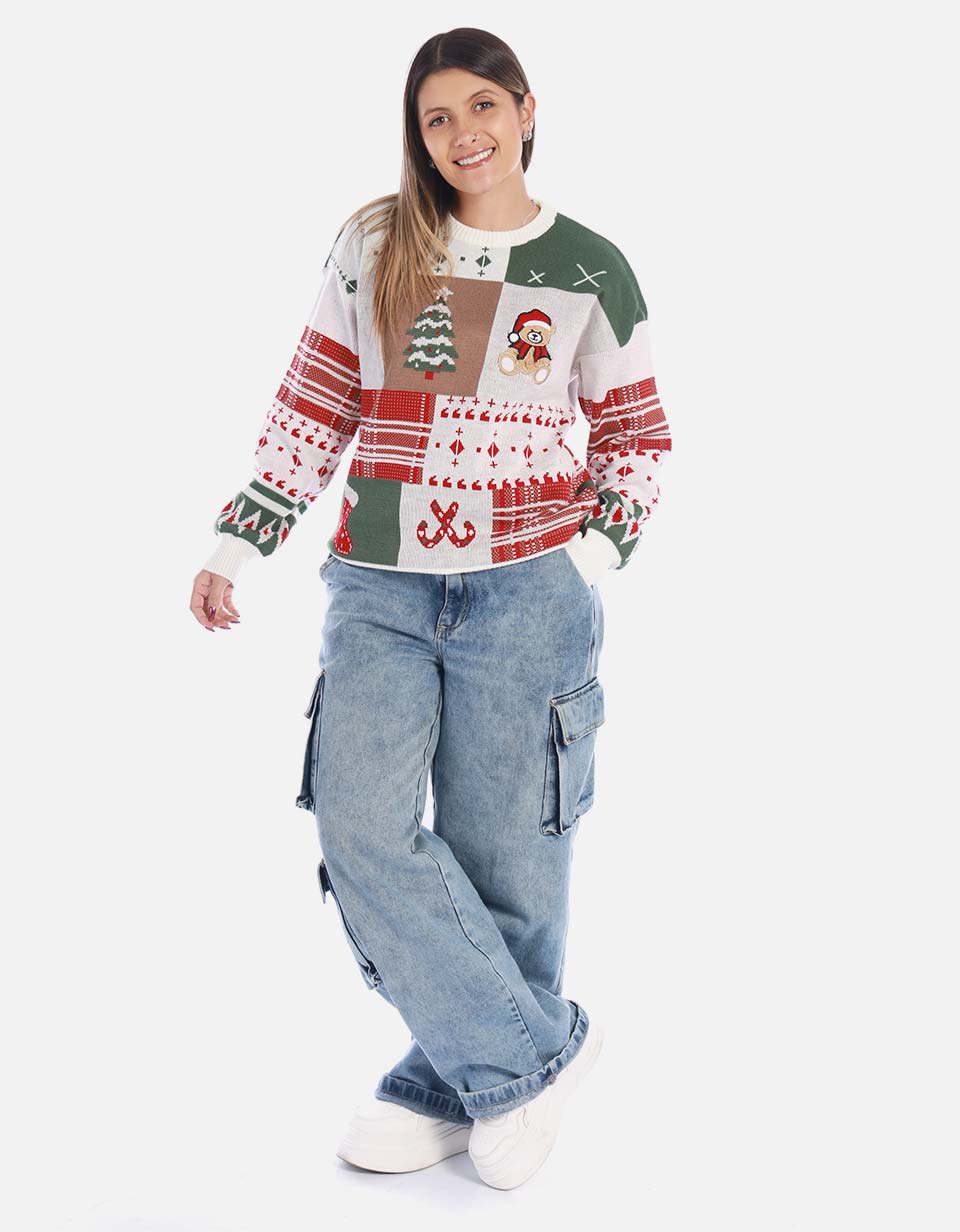 Buzo navideño patchwork para mujer