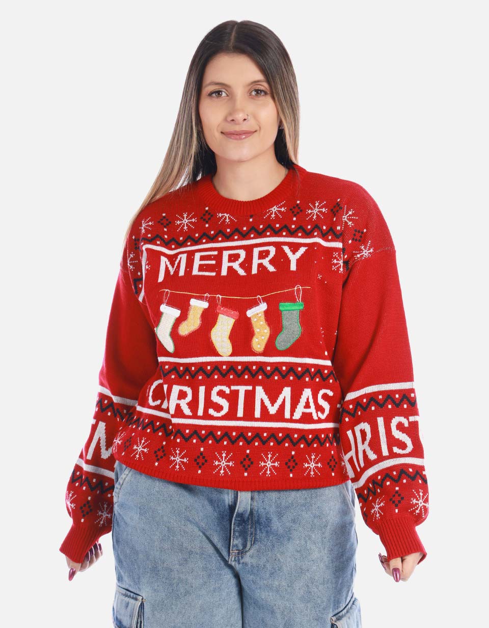 Buzo navideño Merry Christmas para mujer