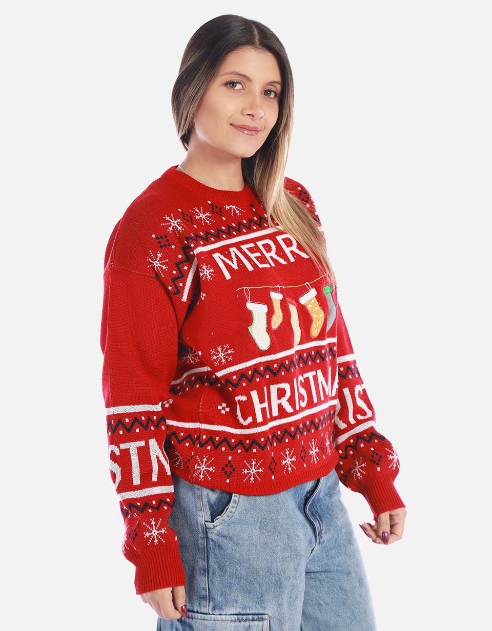 Buzo navideño Merry Christmas para mujer