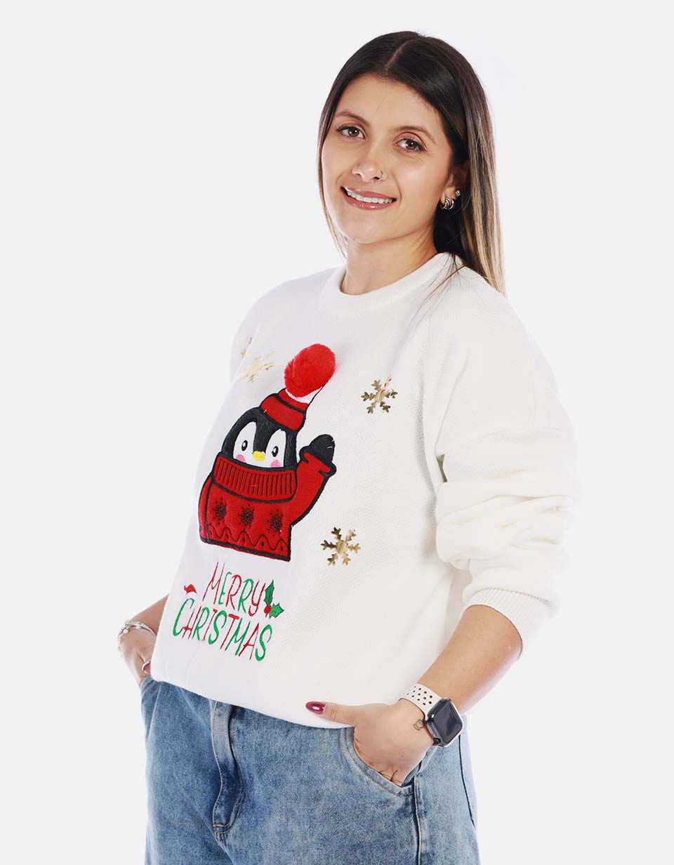 Buzo navideño de pingüino para Mujer