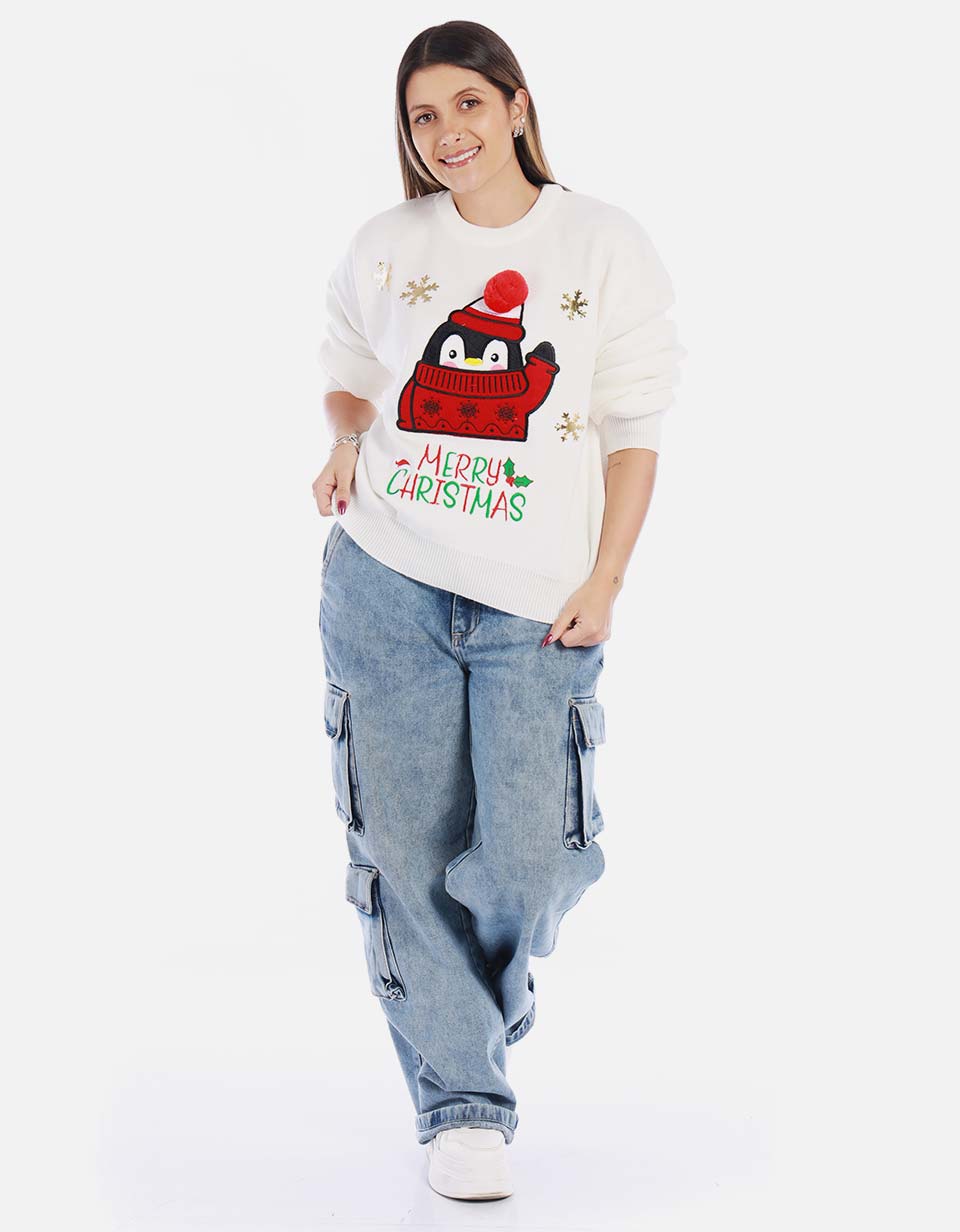 Buzo navideño de pingüino para Mujer