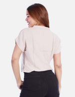 Blusa Manga Corta para Mujer con Cuello Camisero y Detalle de Encaje