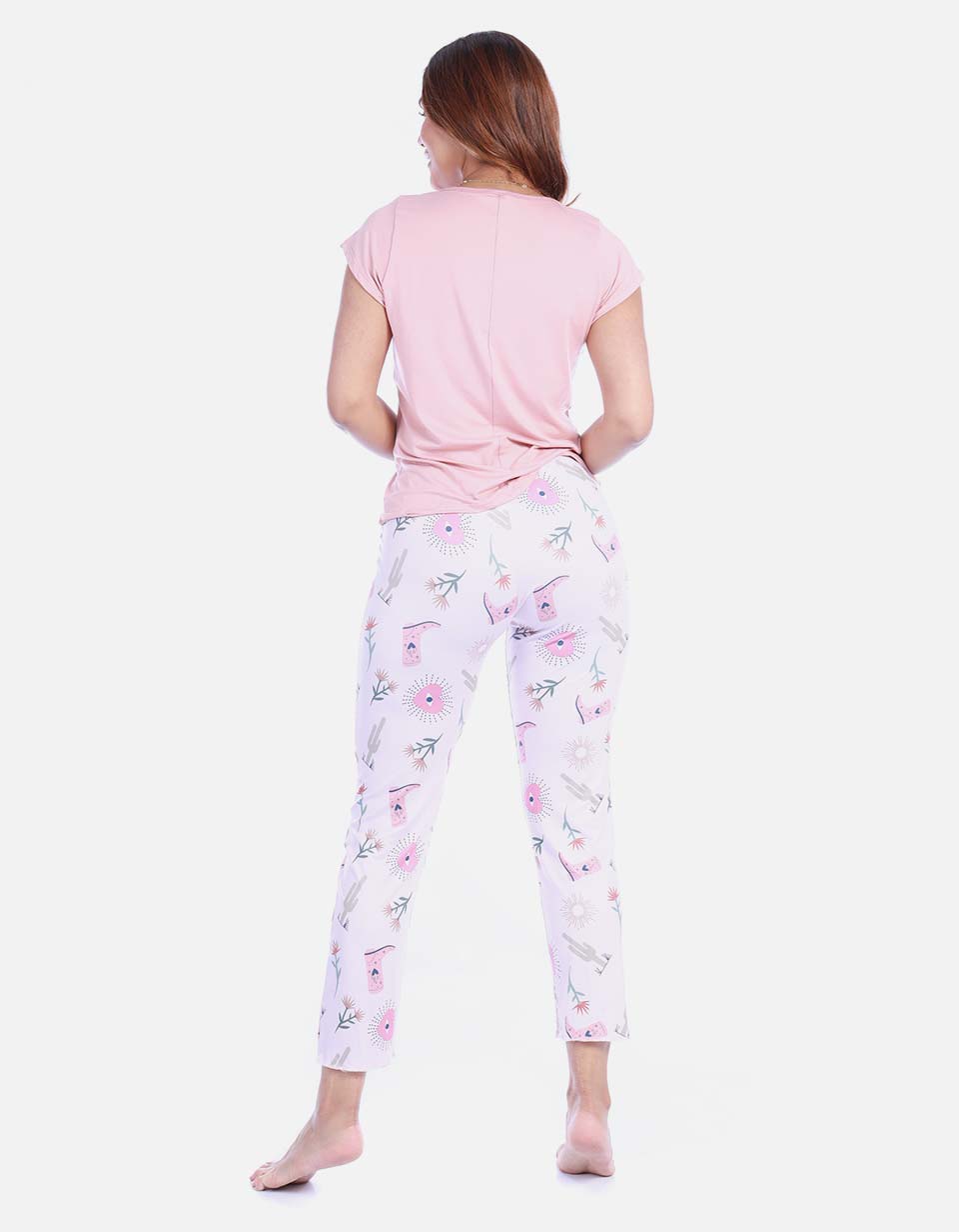 Pijama de Dos Piezas para Mujer - Camiseta de Tiras y Pantalón