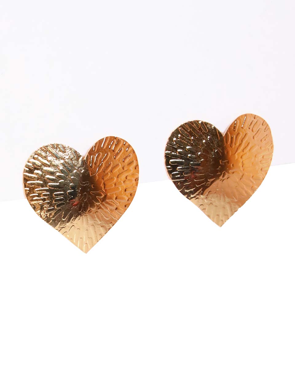 Aretes Corazón Maxi Dorados para Mujer