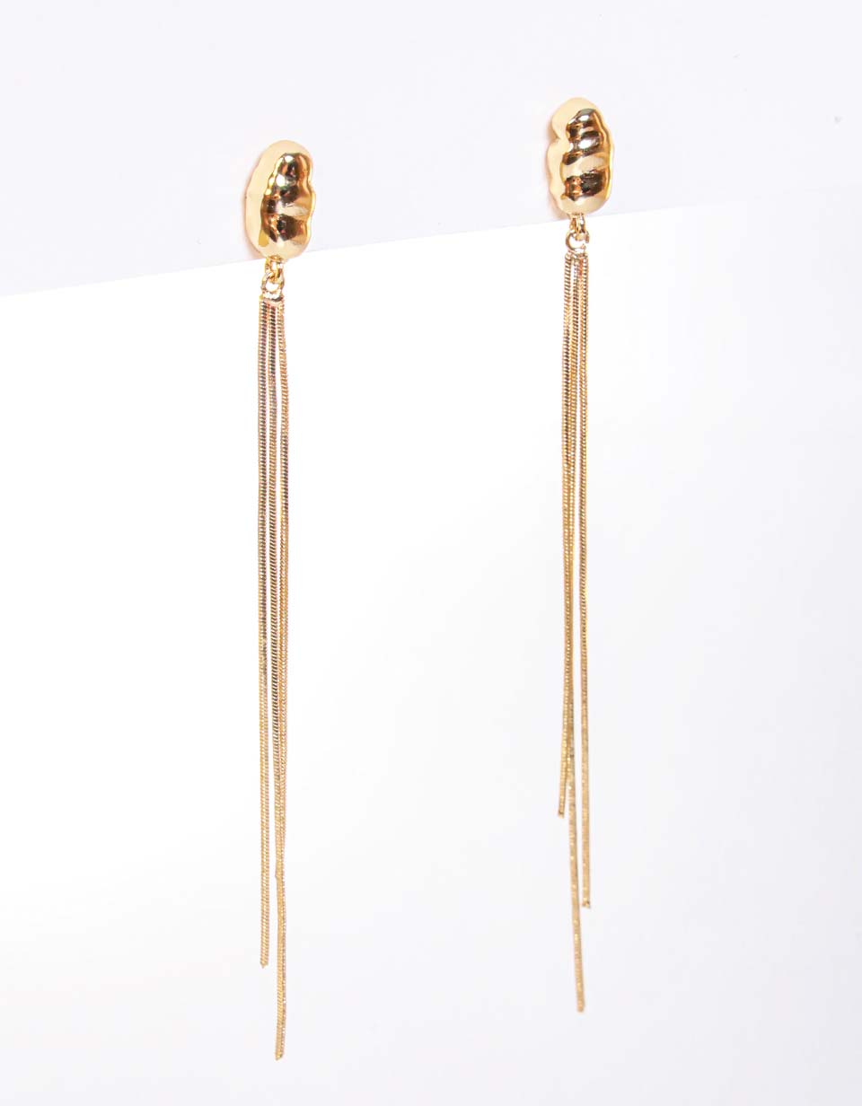 aretes colgantes dorados