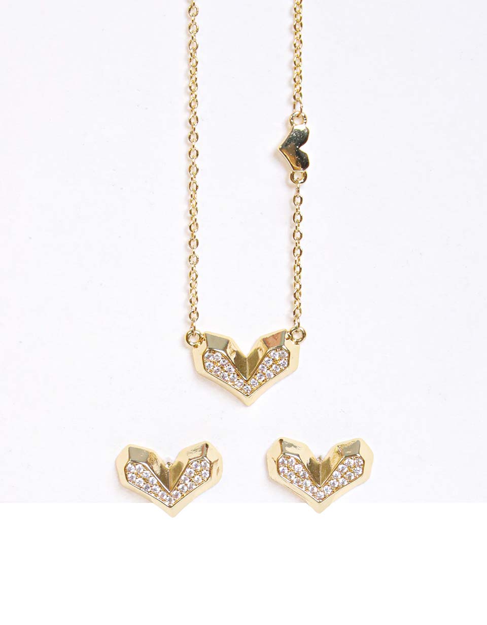 Set corazón Collar + Aretes