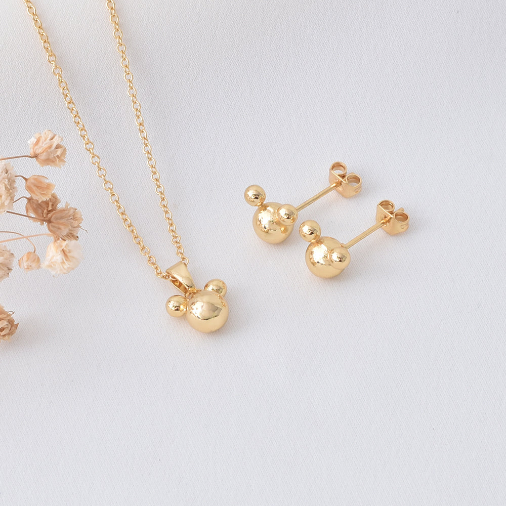Set Dorado de Collar y Aretes de Mickey