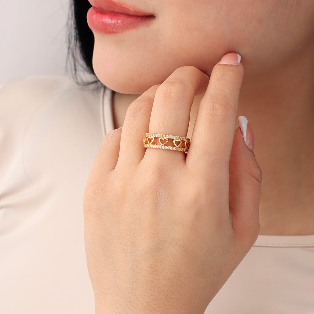 Anillo Corazones Dorado