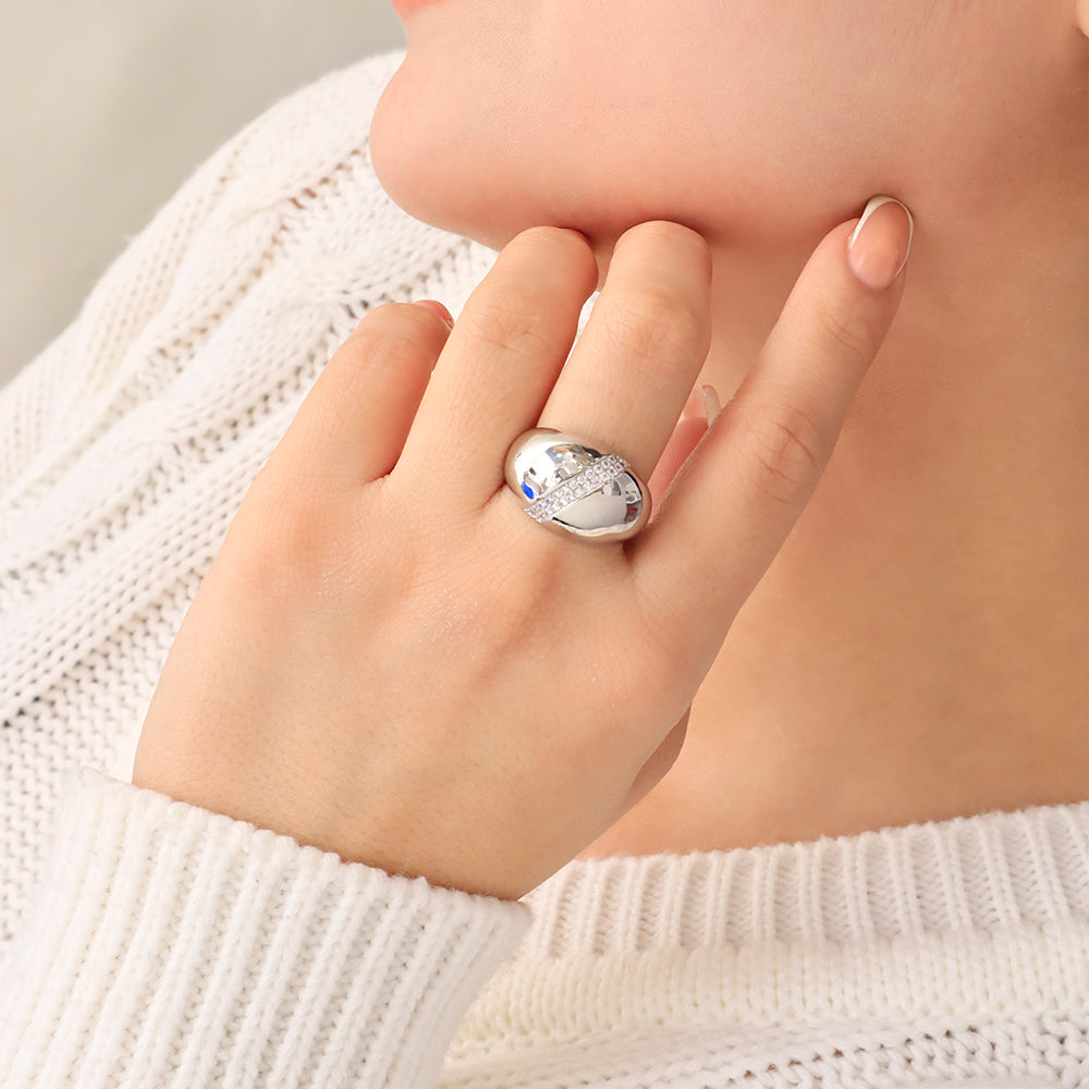 Anillo maxi Ovalado Plateado