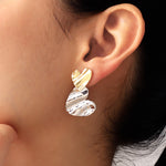 Aretes Corazón Dorado y Plateado