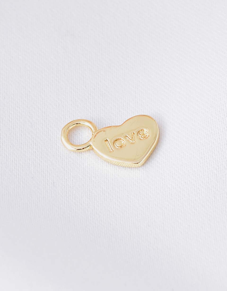 Cadena con Dije Corazón Grabado en Rodio para Mujer
