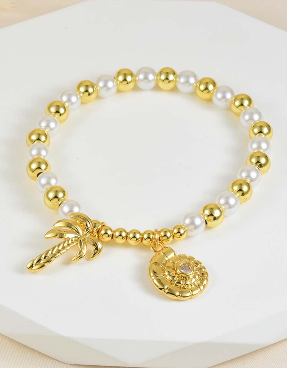 Pulsera Palmera y Caracol de mar