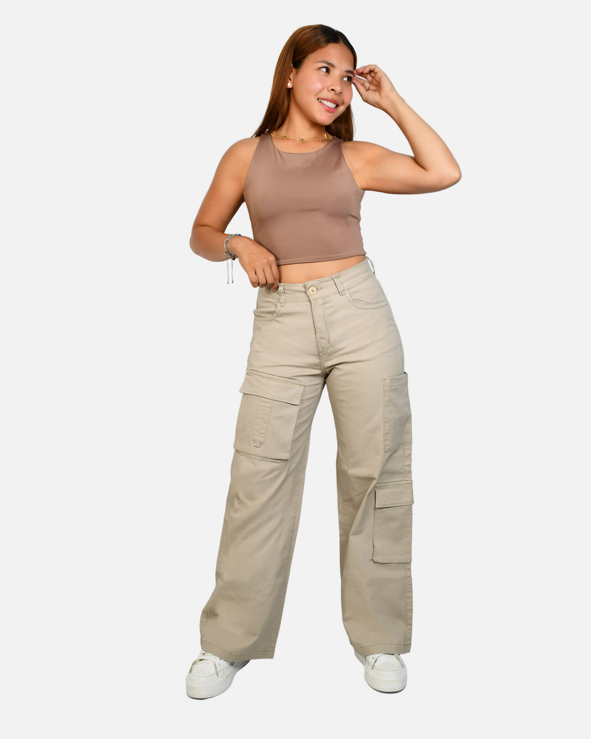Pantalón Cargo Beige Mujer