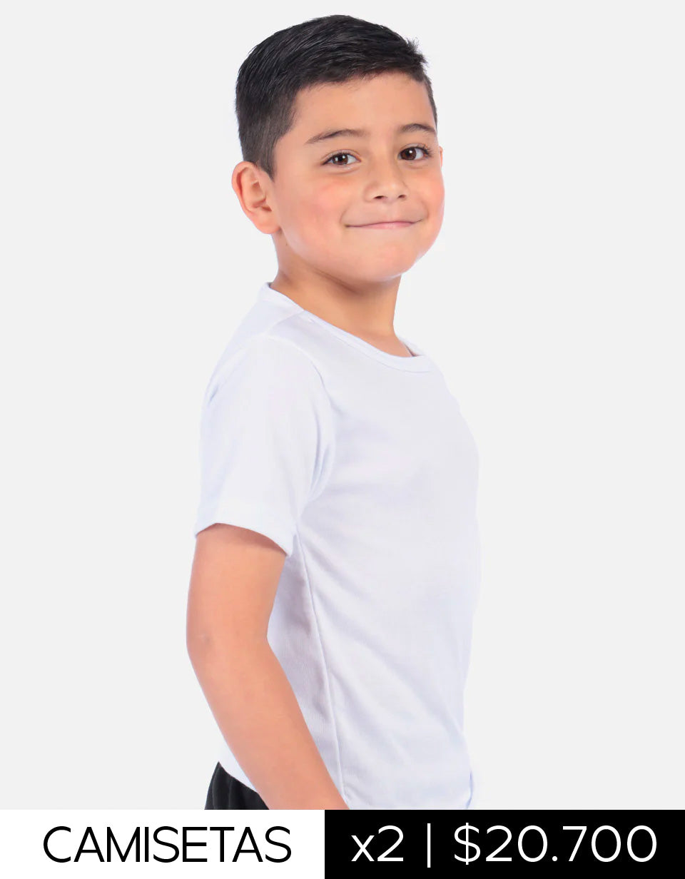 Pack X2 Camiseta acanalada cuello redondo Colegial