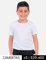 Pack X3 Camiseta acanalada cuello redondo Colegial