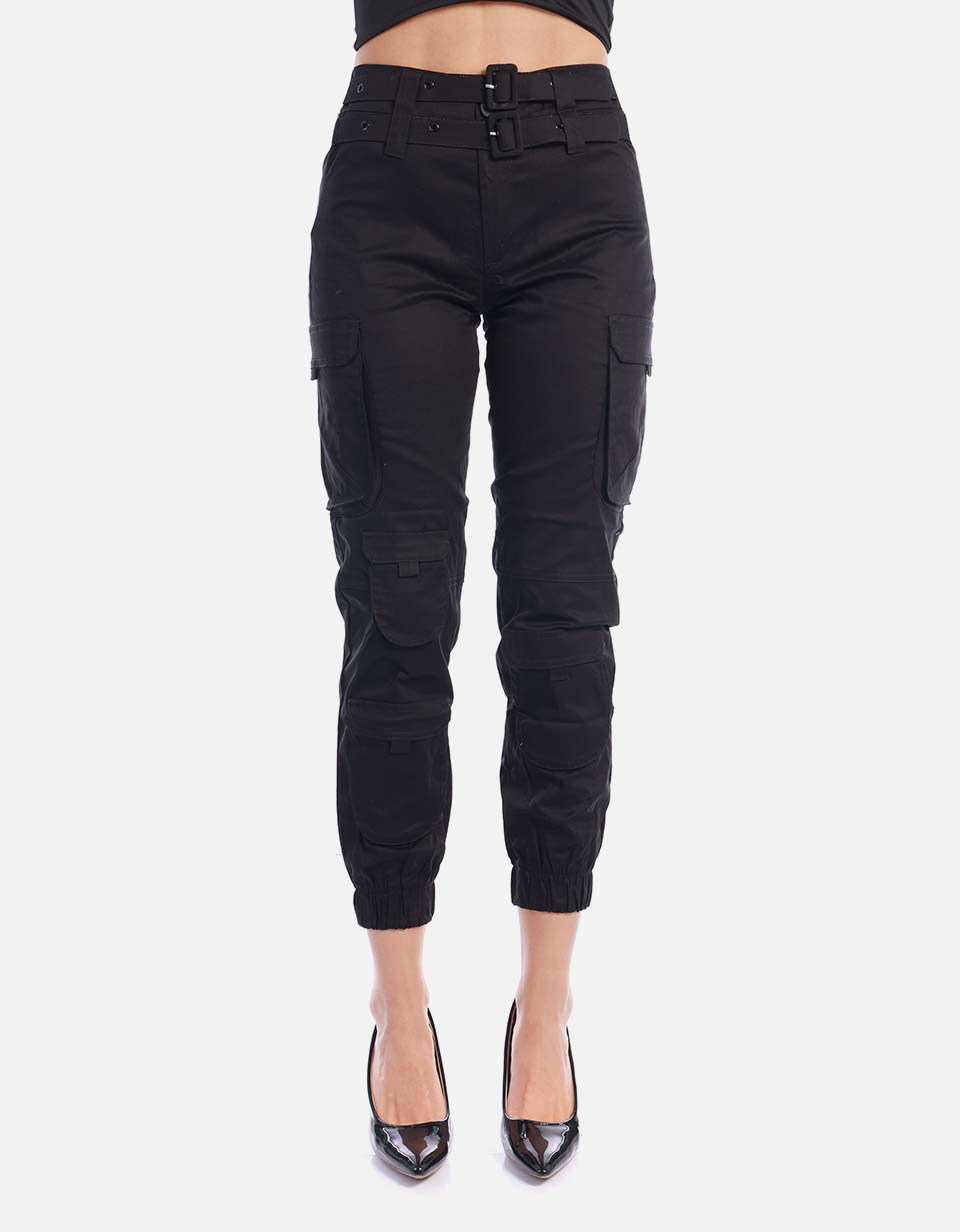 Pantalón cargo con cinturón para mujer