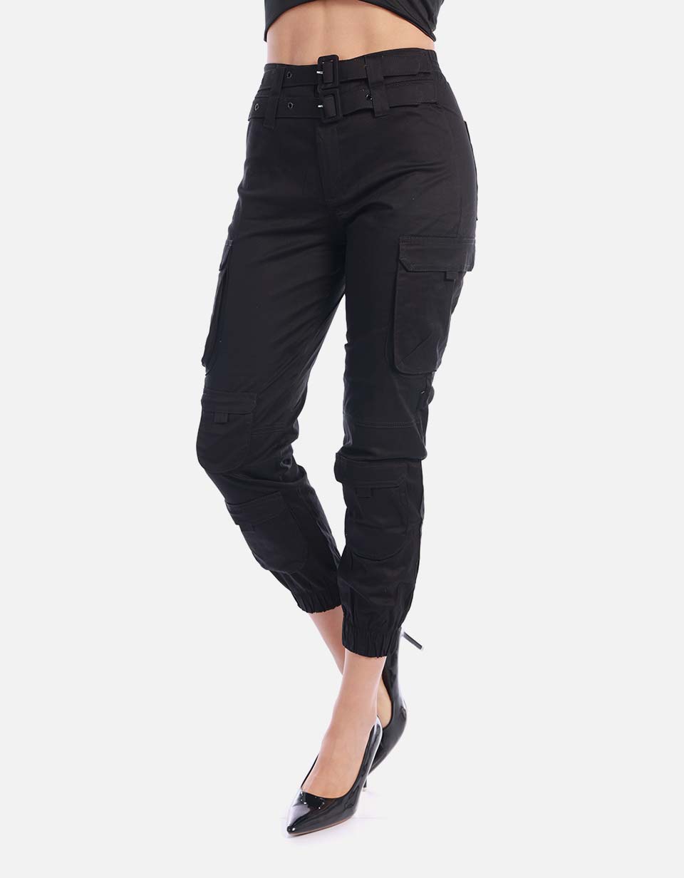 Pantalón cargo con cinturón para mujer