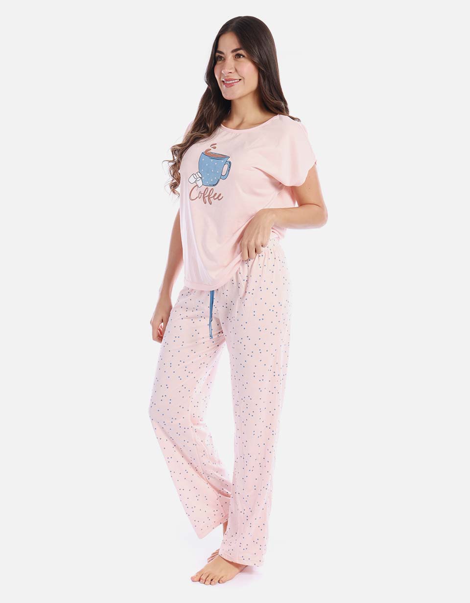 Pijama suave de dos piezas para mujer, ligera y confortable