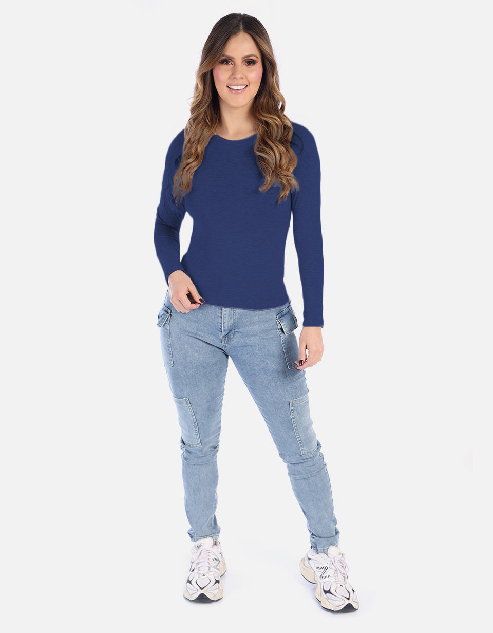 Camiseta manga larga básica para mujer