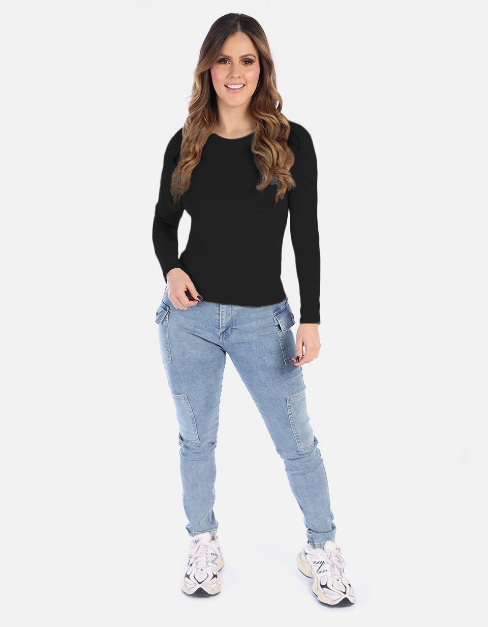 Camiseta manga larga básica para mujer