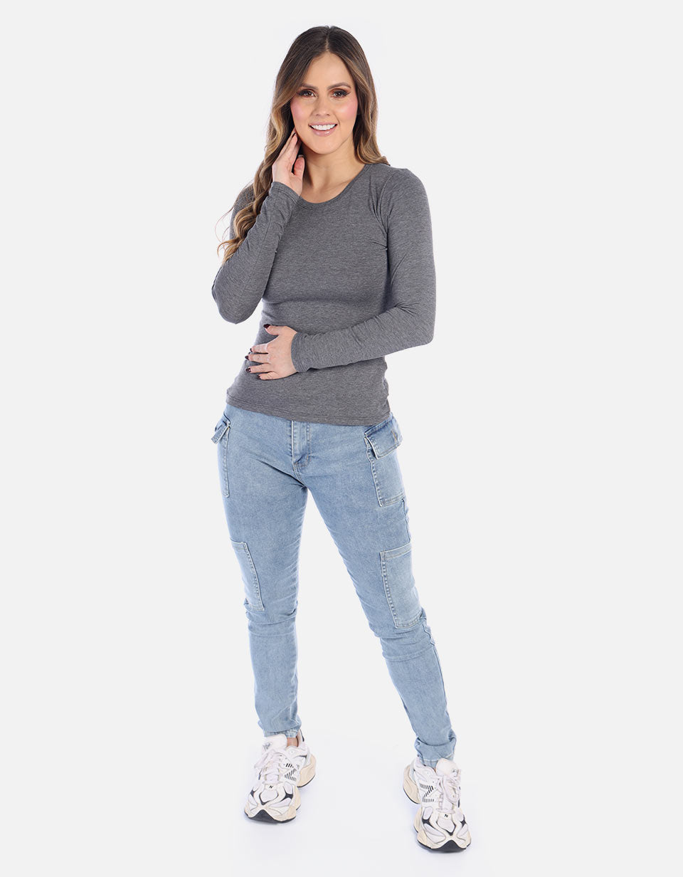 Camiseta manga larga básica para mujer