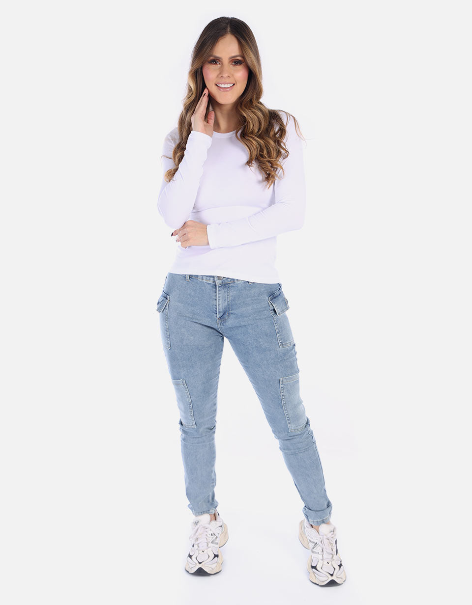 Camiseta manga larga básica para mujer