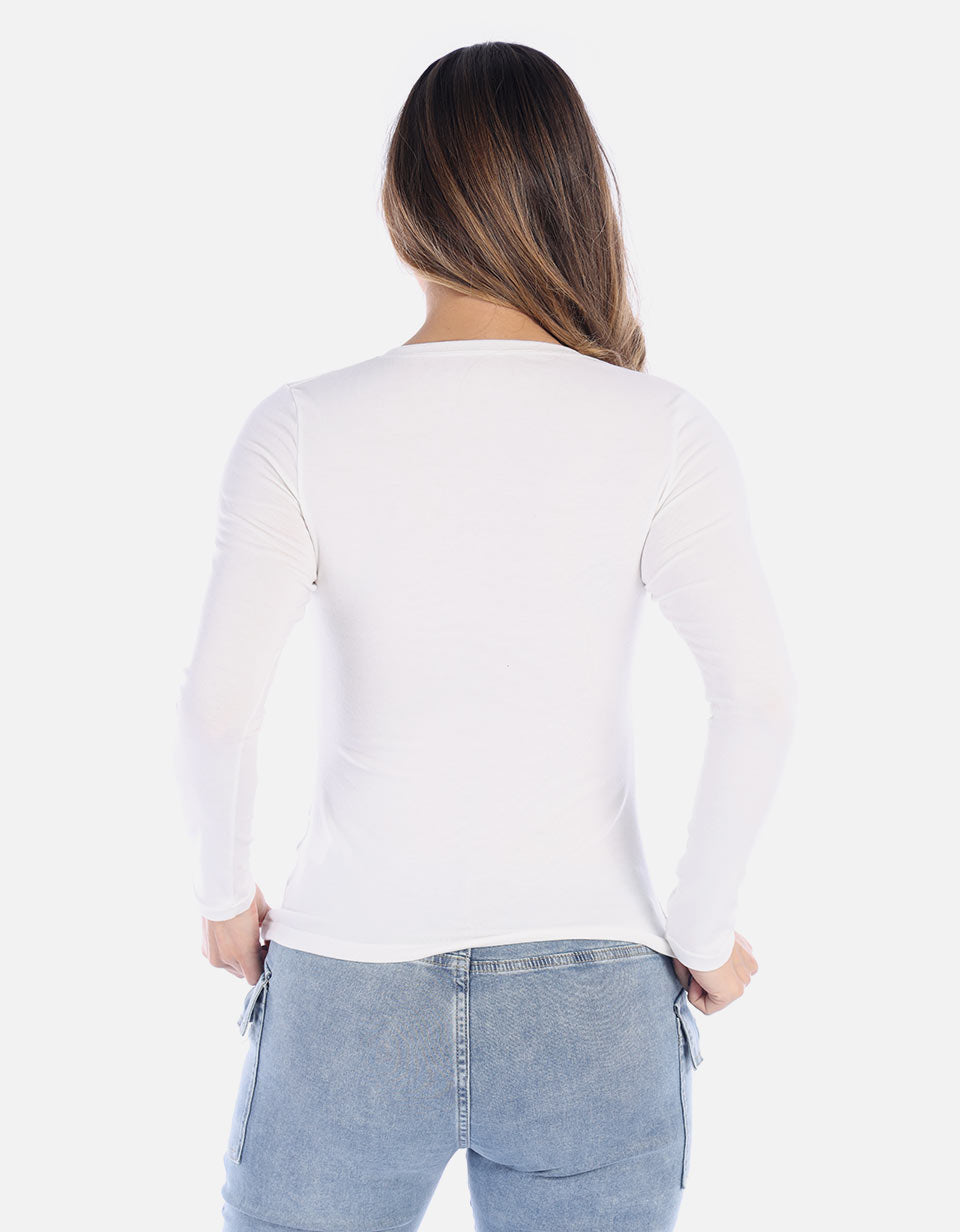 Camiseta manga larga básica para mujer