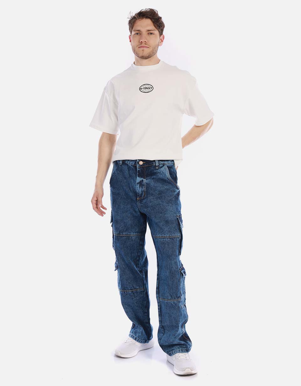 Jean cargo para hombre estilo utilitario