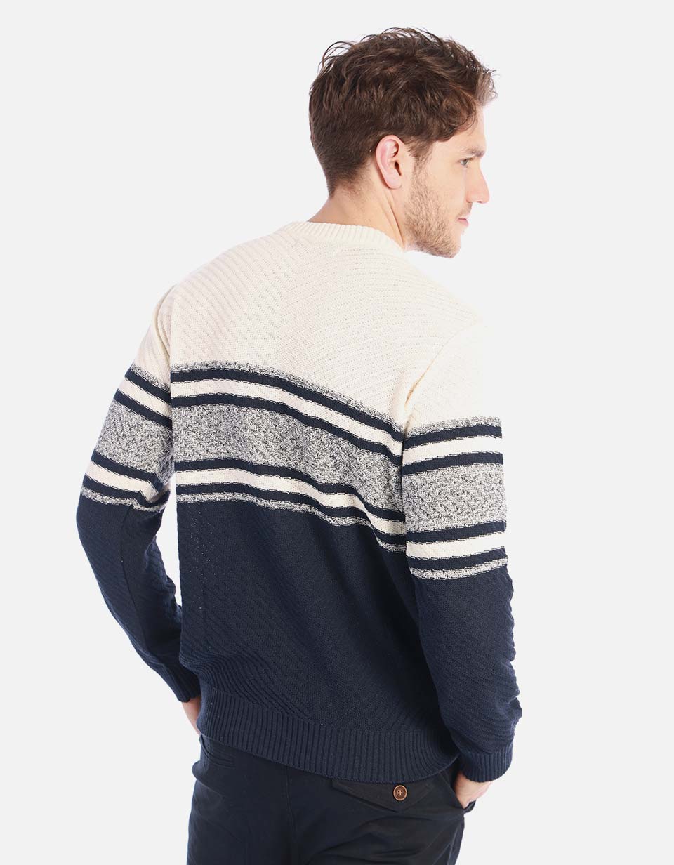 Suéter tejido para hombre con franjas modernas