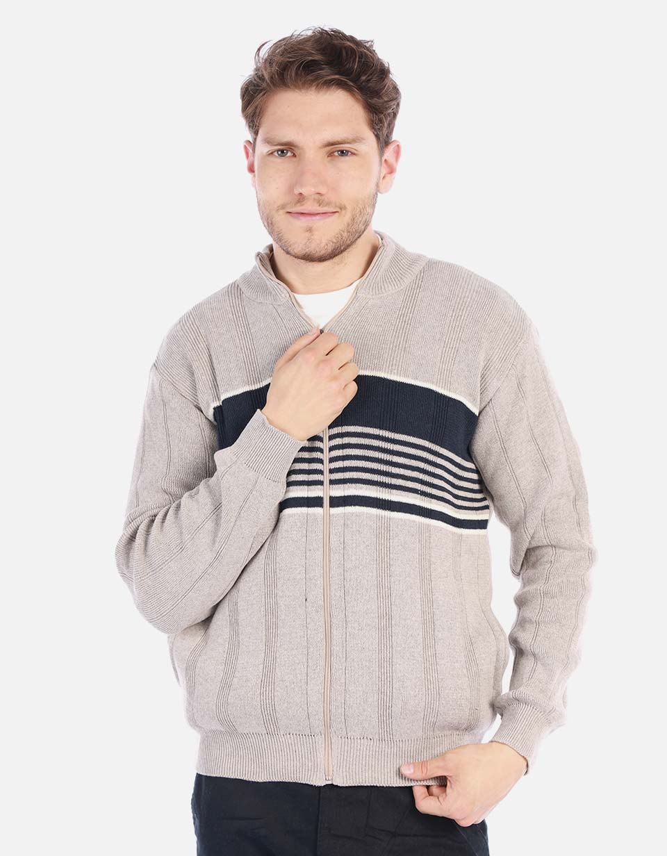 Chaqueta tejida para hombre con franjas