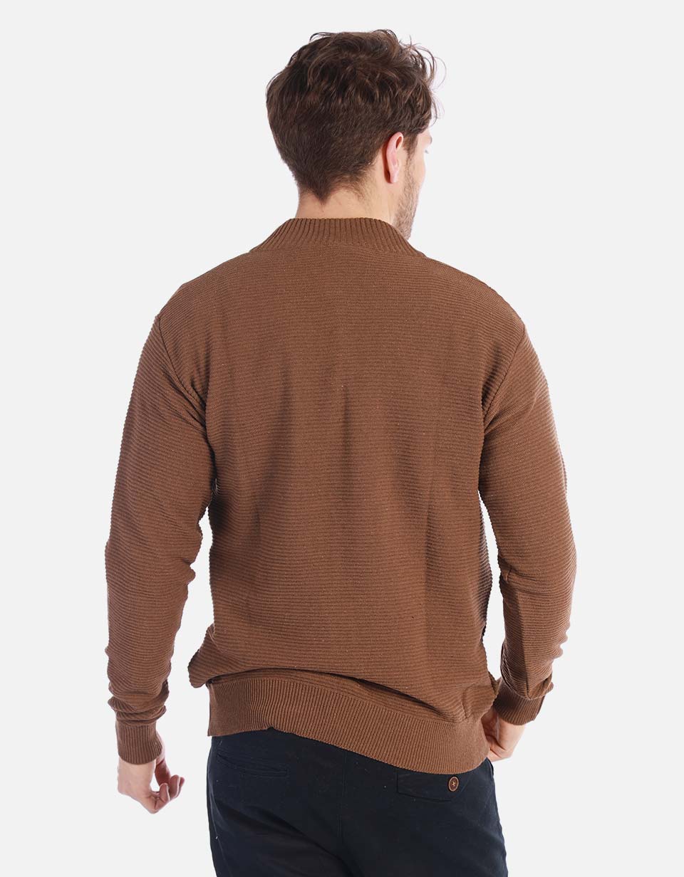 Suéter tejido para hombre con media cremallera