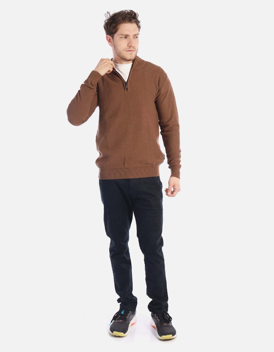 Suéter tejido para hombre con media cremallera